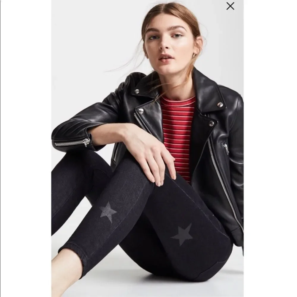 Current Elliott Vineland Star Print Skinny Jeans 27 Black High Rise Stiletto